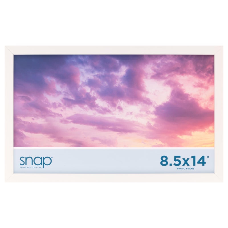 SNAP إطار ملصق حائط خشبي أبيض 8.5"x14" - عرض مثبت على الحائط - مناسب تمامًا للصور الرقمية - خيارات تثبيت متعددة - مثبت حائط مستطيل - Image 1